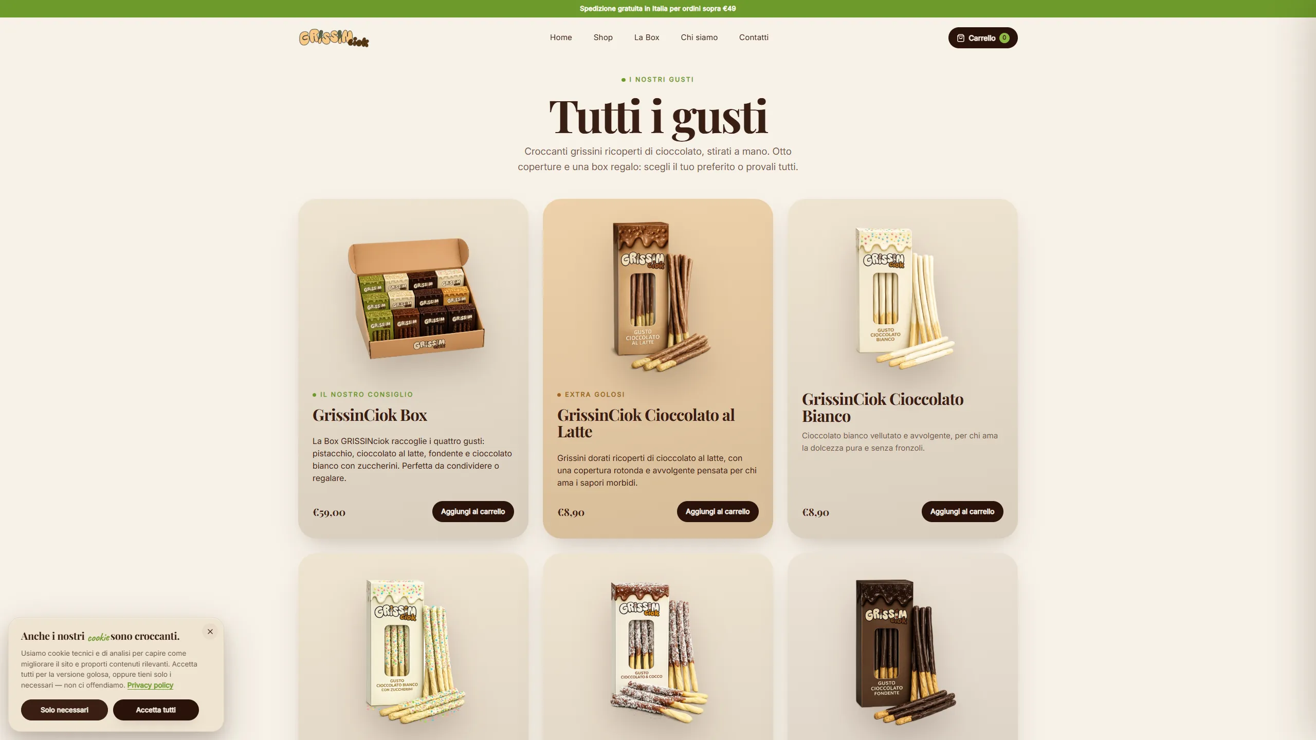 Catalogo prodotti dello store Grissinciok